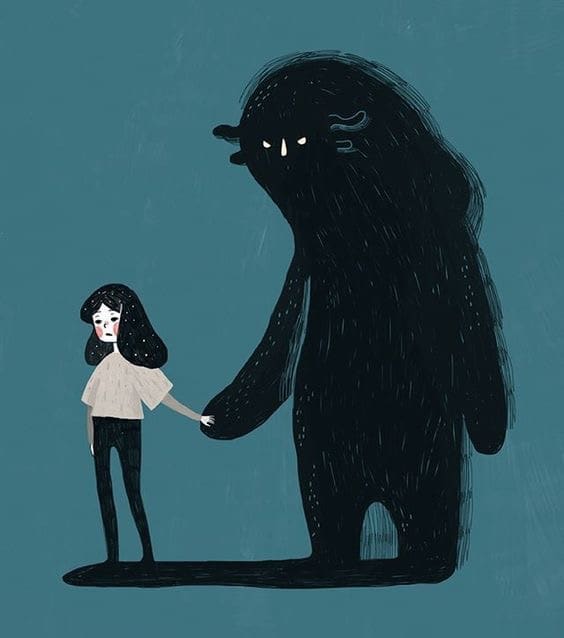Рисунок "Девочка и страх"